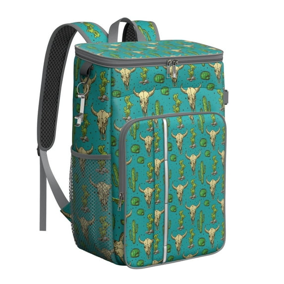 Watercolor Succulent Cooler Backpack, Leakproof Insulated Lunch Bag with Retro Desert Cactus Pattern for Office Lunches and Picnics
