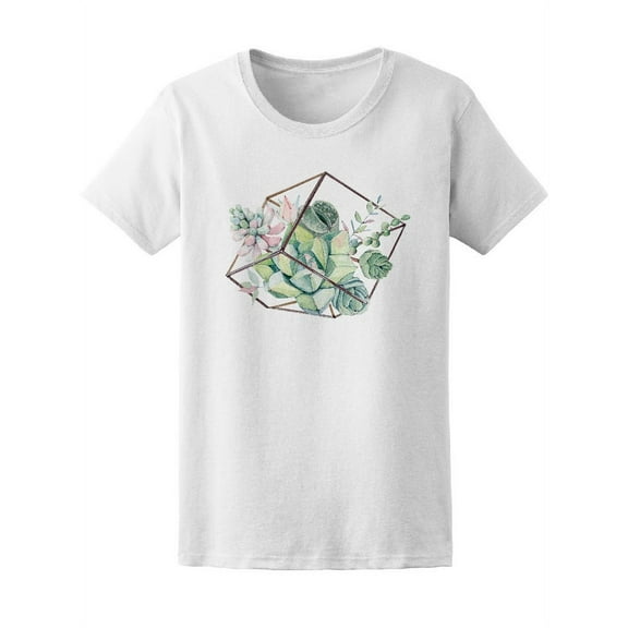 Watercolor Succulents Cube T-Shirt Women -Image by Shutterstock, Female Small