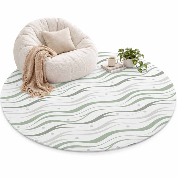 Watercolor Summer Area Rug 6', Abstract Oceans Light Gray Polka Dot ...