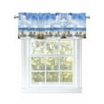 thumbnail image 1 of Watercolor Summer Beach Valances for Windows Sun Umbrella Beach Chair Kitchen Valance Curtain Rod Pocket Small Curtains for Cafe Bathroom Laundry Basement 54" x 18", 1 of 8
