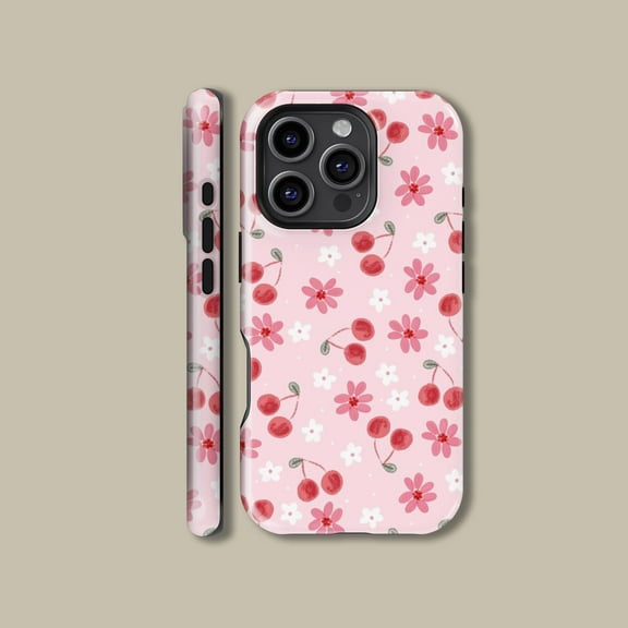 Watercolor Summer Cherry MagSafe Case for iPhone Samsung Fruit