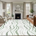 thumbnail image 1 of Watercolor Summer Living Room Rugs 5'x7', Abstract Oceans Light Gray Polka Dot Green Stripes Low Pile Throw Large Area Rugs Non-Slip Sturdy Edge Binding Carpet for Dining Room Bedside Kitchen, 1 of 9