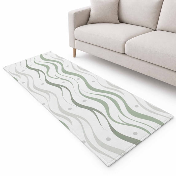 Watercolor Summer Runner Rug 2'x6', Abstract Oceans Light Gray Polka ...