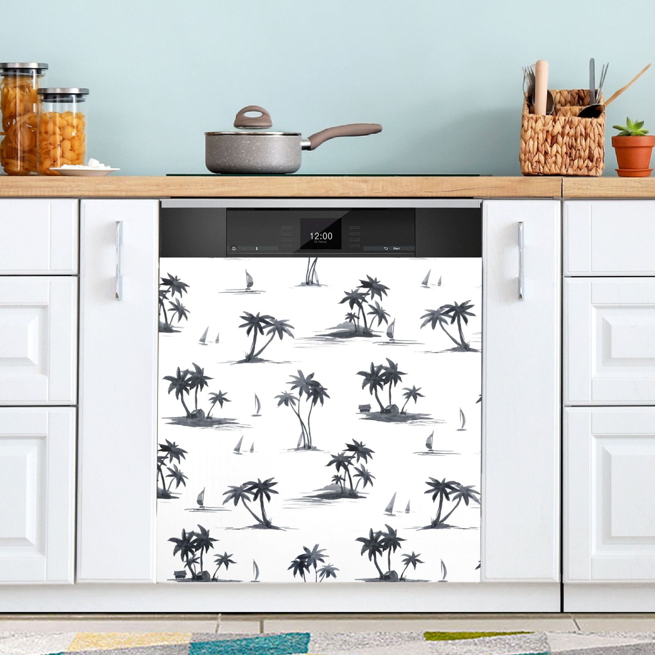 Watercolor Summer Tropical Tree Dishwasher Cover