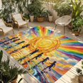 thumbnail image 1 of Watercolor Sun Outdoor Rug for Patio/Deck/Porch, Non-Slip Large Area Rug 5 x 7 Ft, Cartoon Summer Colorful Rainbows Waves Indoor Outdoor Rugs Washable Area Rugs, Reversible Camping Rug Carpet Runner, 1 of 8