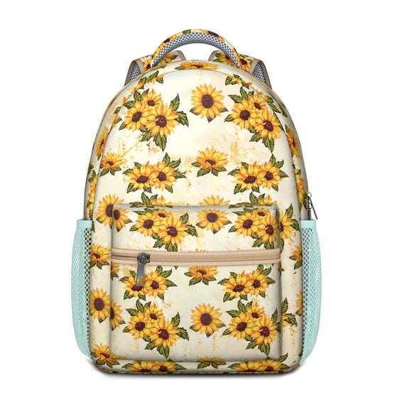 Watercolor Sunflower Artwork Backpack - Vintage & Waterproof Bookbag for College Students and Commuters