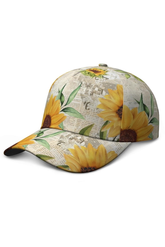 Watercolor Sunflower Artwork Baseball Cap - Minimalist Adjustable Hat for Men and Women