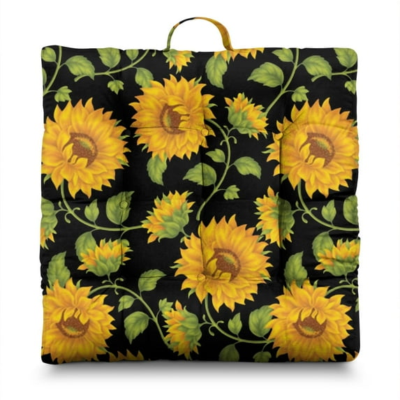 Watercolor Sunflower Artwork Meditation Seat - Soft Skin-Friendly Tatami Mat Pad for Yoga & Relaxation