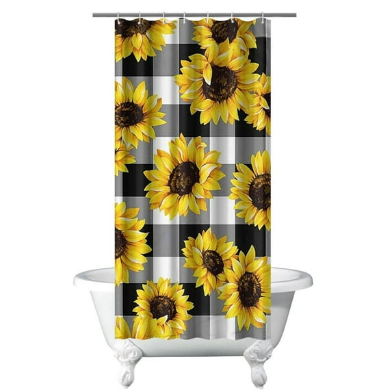 Watercolor Sunflower Artwork Shower Curtain 36" x 72" Quick-Dry Bathroom Drapes with Reinforced Grommets