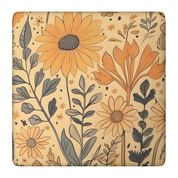 Watercolor Sunflower Artwork Tablecloth - Elastic Edge Square Cover for Patio Dining & Events