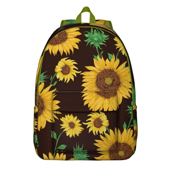 Watercolor Sunflower Backpack - Artistic Floral Waterproof Daypack, Farmhouse Country Pattern with Inspirational Quote