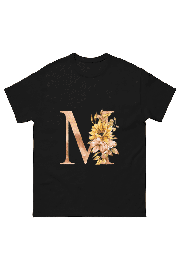 Watercolor Sunflower Bouquet Monogram Letter M Floral Unisex T-Shirt, for men & women, up to size 5XL