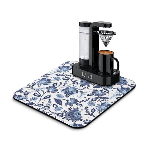 Watercolor Sunflower Dish Drying Mat, Boho Vintage Floral Coffee Bar Mat, Absorbent Yellow Bloom Kitchen Counter Mat, Rustic Farmhouse Decor