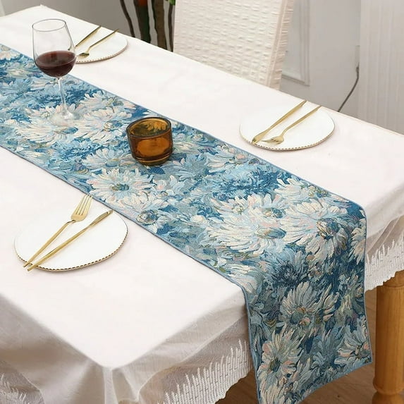 Watercolor Sunflower Flower Plant Butterfly Home Restaurant Kitchen Table Flag Outdoor Country Pastoral Fabric Table Decoration