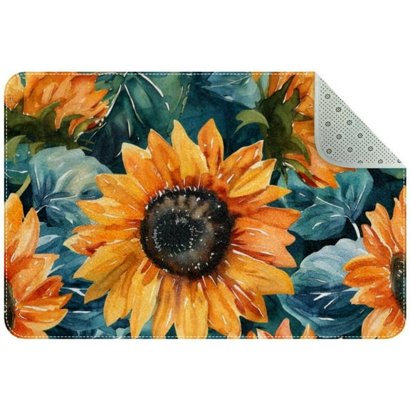 Watercolor Sunflower Flowers Entryway Rug, 2x3 Area Rug Indoor Door Mat Non-slip Washable Floor Carpet Rug for Bedroom Office Dining Room Bathroom