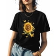 thumbnail image 1 of Watercolor Sunflower Womens Tshirt Graphic Tees Cotton Crew Neck T-Shirts, Casual Short Sleeve Shirts for Women Teen Girl Country Butterfly, 1 of 3