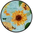 thumbnail image 1 of Watercolor Sunflowers and Butterflies Elastic Fitted Edged Round Tablecloth Waterproof Anti-Shrink Soft Polyester Table Cloth Washable Table Cover for Banquet Home Indoor or Outdoor 72"X 72", 1 of 7