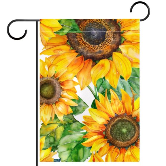 Watercolor Sunflowers Seamless Pattern Garden Flag Double Sided House Flag for Outdoor Home, Personalized All Year Round Yard Decor 12 x 18 Inch