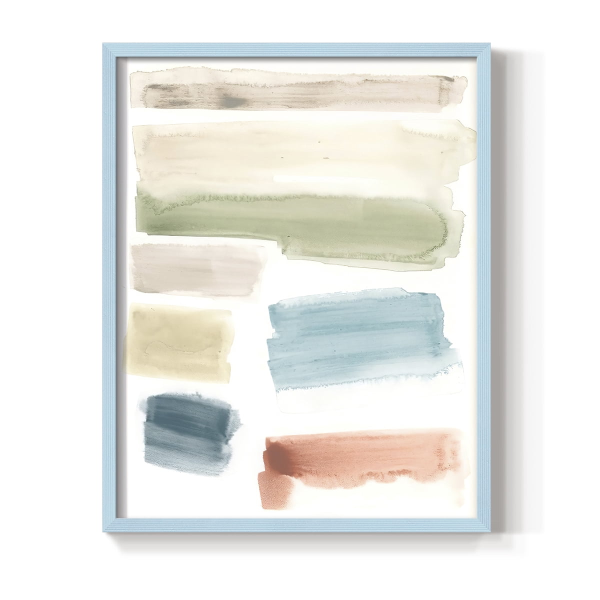 Watercolor Swatches I Framed Print in Blue Solid Wood 11 x 14 Framed Print