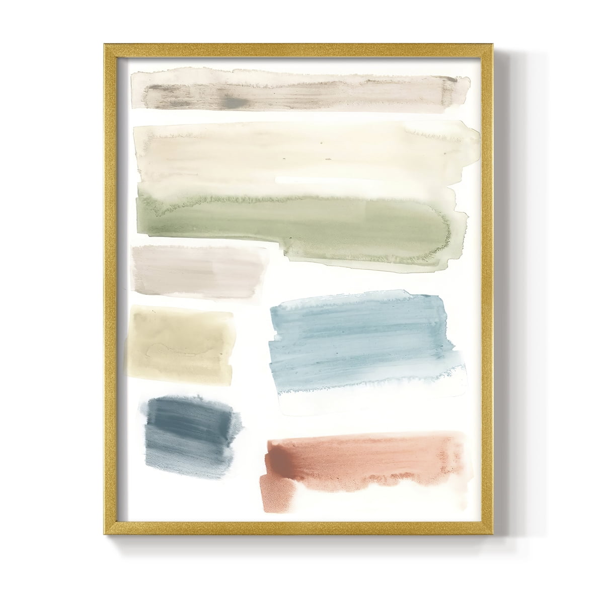 Watercolor Swatches I Framed Print in Gold Solid Wood 16 x 20 Framed Print