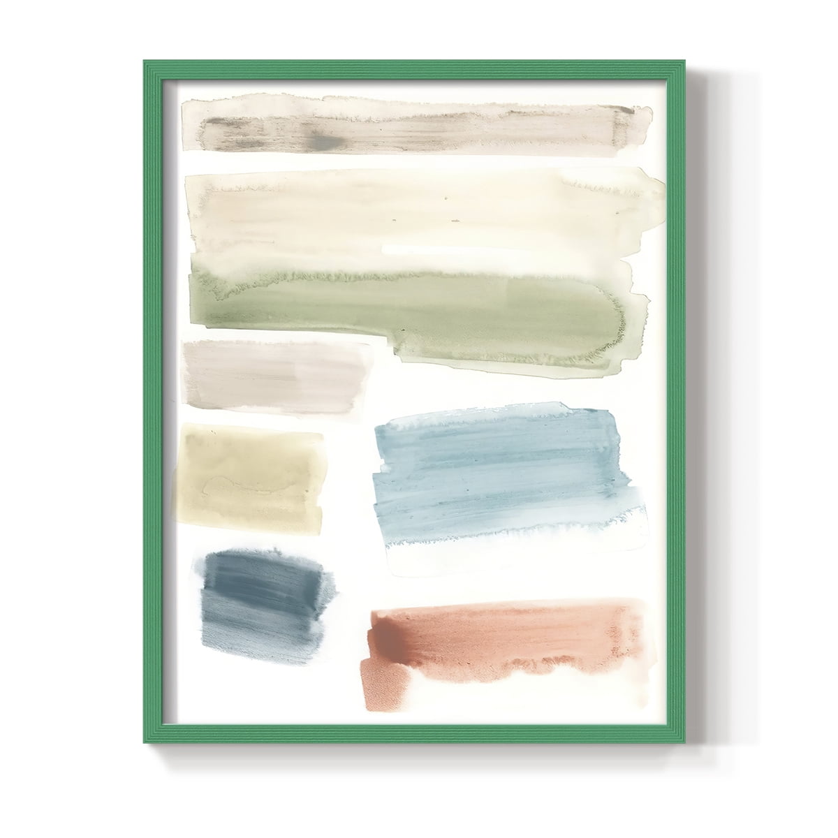 Watercolor Swatches I Framed Print in Green Solid Wood 8 x 10 Framed Print