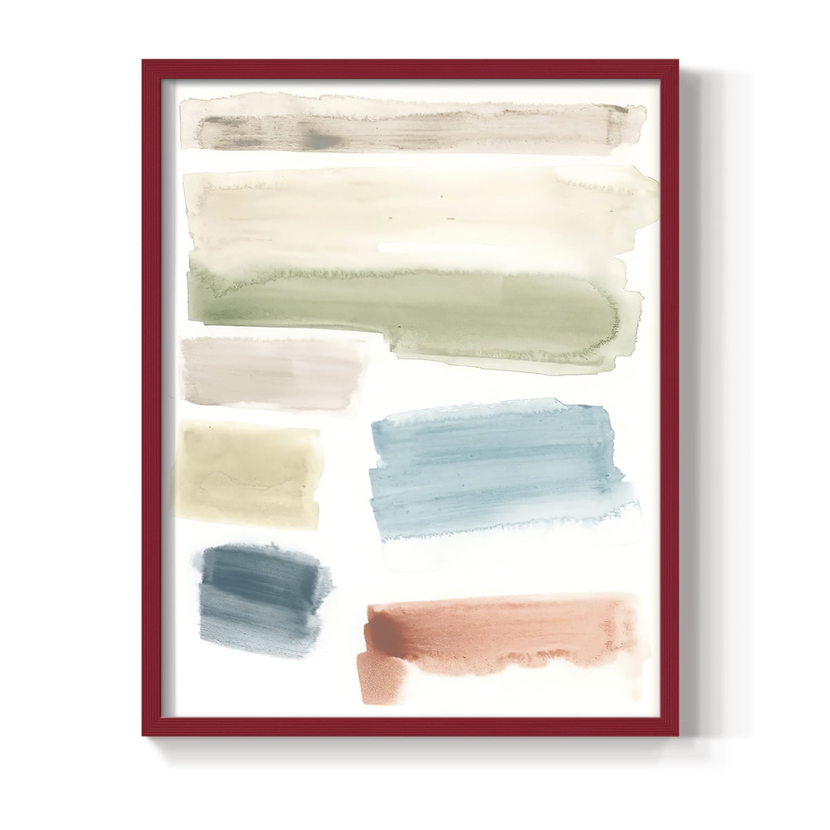 Watercolor Swatches I Framed Print in Red Solid Wood 8 x 10 Framed Print
