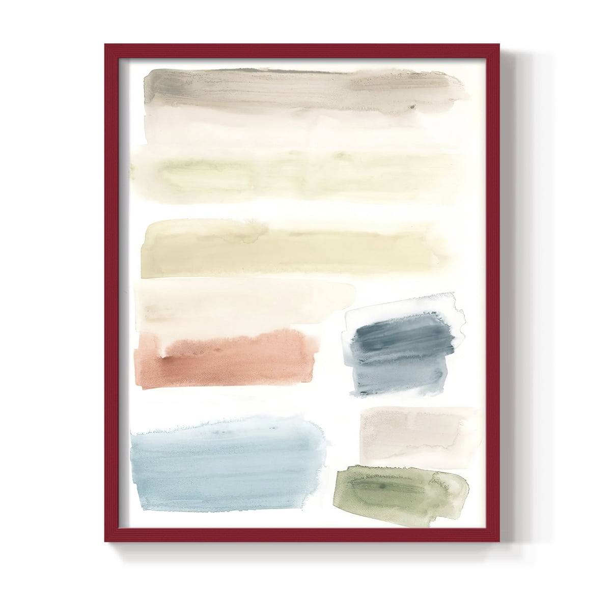Watercolor Swatches II Framed Print in Red Solid Wood 8 x 10 Framed Print