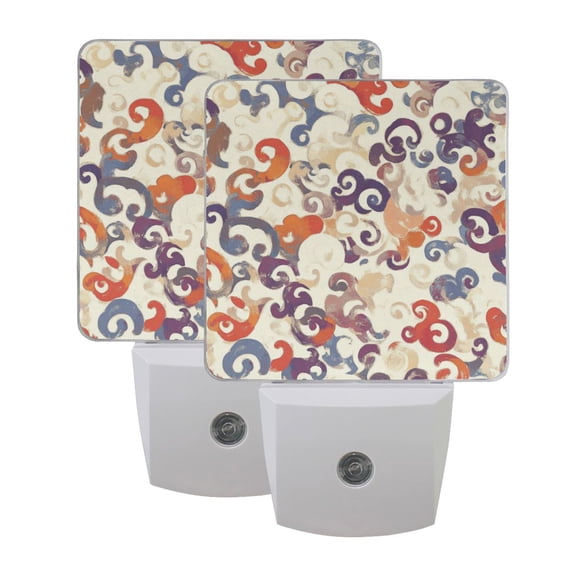 Watercolor Swirl Abstraction LED Night Light with Smart Sensor Plug Into Wall Dusk to Dawn 2 packs