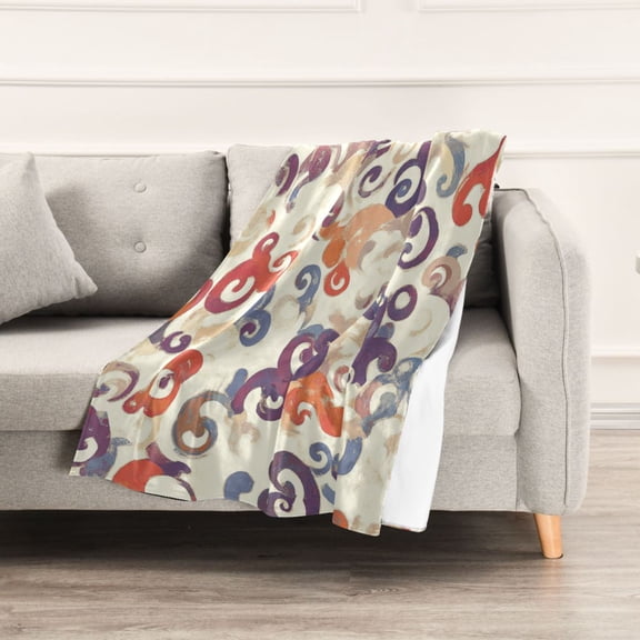 Watercolor Swirl Abstraction Throw Blanket 60" x 90" Soft and Warm Blankets for Couch Sofa and Bed