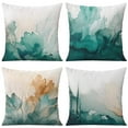 thumbnail image 1 of Watercolor Teal Green Throw Pillow Covers 16 X 16 Inch, Set Of 4, Linen Study Sofa Cushion Cover Indoor Living Room Home Decor, 1 of 7