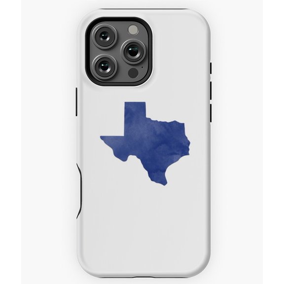 Watercolor Texas Blue State Map Phone Case for iPhone 16 15 14 13 12 11 Pro Max