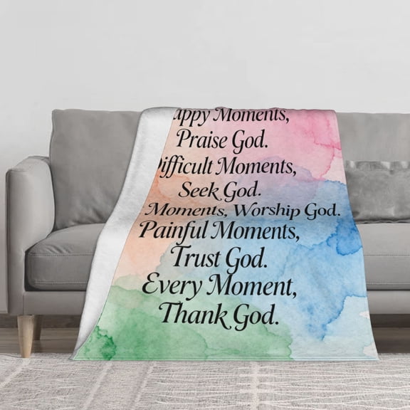 Watercolor Throw Blankets Flannel Blanket with Inspirational Quote Pattern Soft Throw Blanket for Couch, Bed, Sofa Luxurious Warm and Cozy for All Seasons