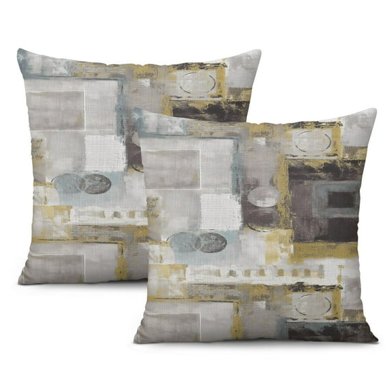 Watercolor Throw Pillow Covers for Kids & Teens | Grunge Hippie Art & Mid Century Design | Blue, Brown, Purple Oil Painting | 16x16 Inch, Set of 2 | Stylish Decorative Cushion Cover
