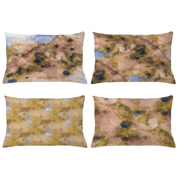 Ambesonne Throw Pillow Cover 4 Pack, , 12"x20", Sand Brown Pale Salmon