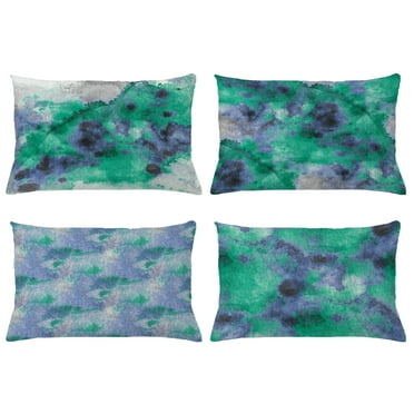 Ambesonne Throw Pillow Cover 4 Pack, , 12"x20", Teal and Dark Ceil Blue