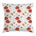 thumbnail image 1 of Watercolor Throw Pillow Cushion Cover, Doodle Drawing Style Natural Scene with Butterflies and Flowers Swirl Stripes, Decorative Square Accent Pillow Case, 16 X 16 Inches, Multicolor, by Ambesonne, 1 of 2