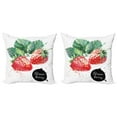 thumbnail image 1 of Ambesonne Watercolor Throw Pillow Cover 2 Pack, Appetizing Strawberries, 24", Fern Green Red, 1 of 2