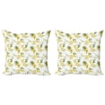 thumbnail image 1 of Ambesonne Watercolor Throw Pillow Cover 2 Pack, Summer Hibiscus, 24", Yellow Green White, 1 of 5