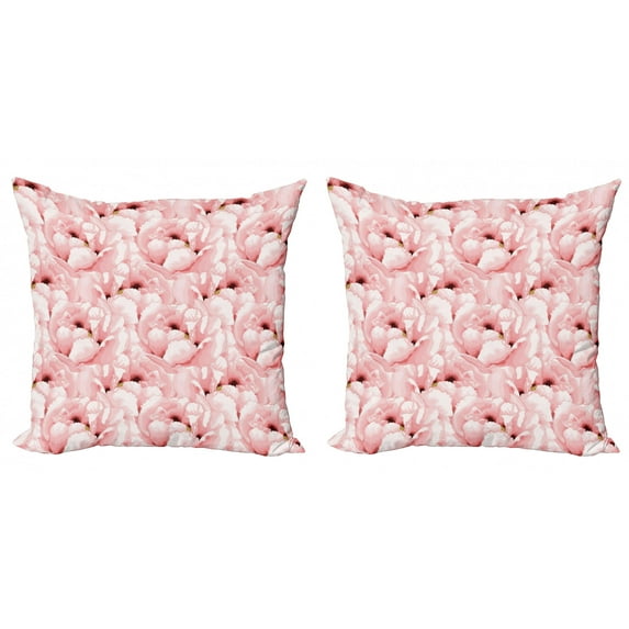 Ambesonne Watercolor Throw Pillow Cover 2 Pack, Vintage Flower Bloom, 24", Pale Pink