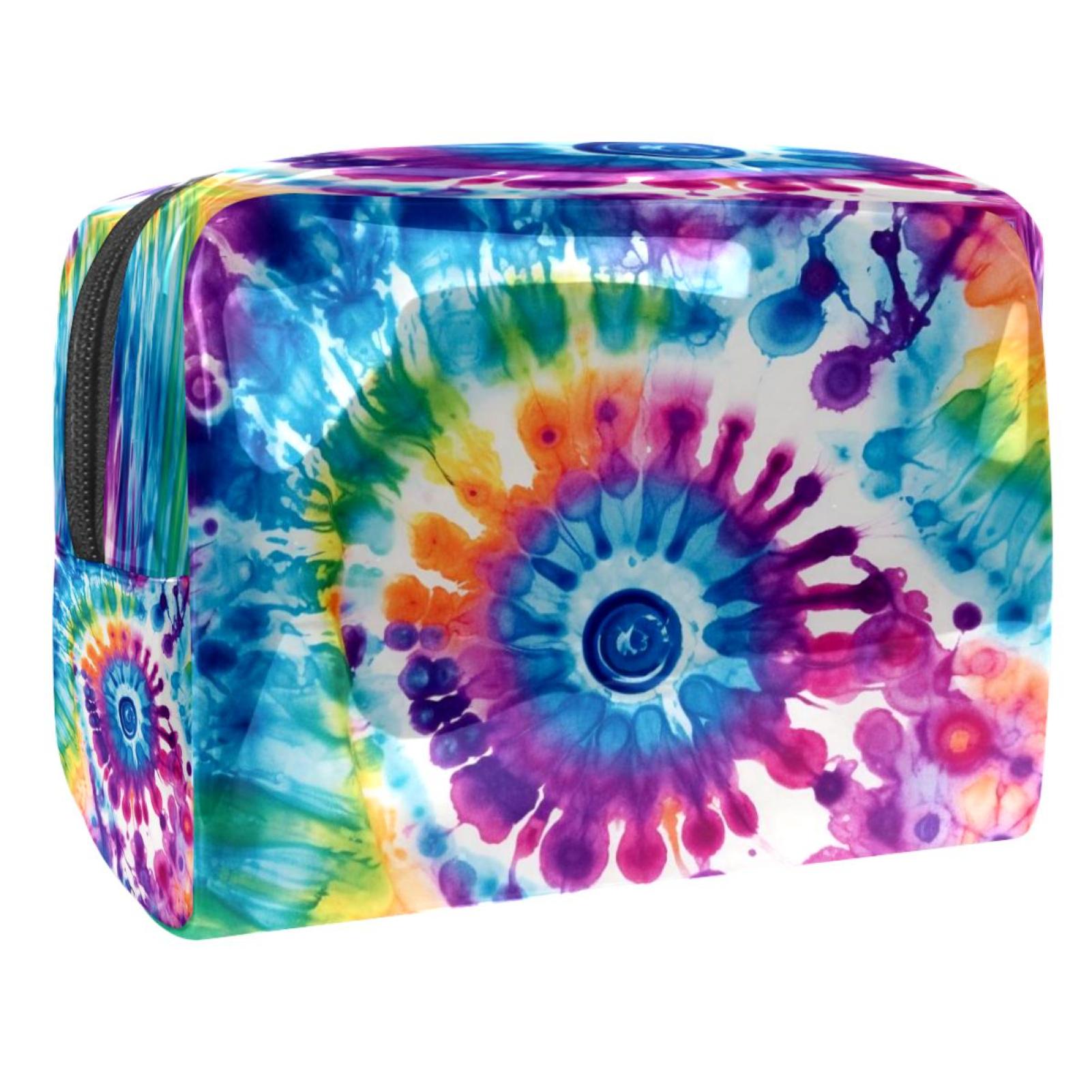 Watercolor Tie Dye Prints PVC Cosmetic Bags Makeup Handy Pouch Organizer Zipper Toiletries Bag