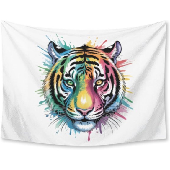 Watercolor Tiger Face Tapestry for Bedroom Wall Hanging Decor for Dorm Living Room College, 30" X 40" Indoor Outdoor