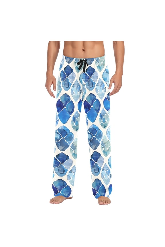Watercolor Tortoise Shell Men's Pajama Pants Cotton Long Sleepwear Lounge Pants M