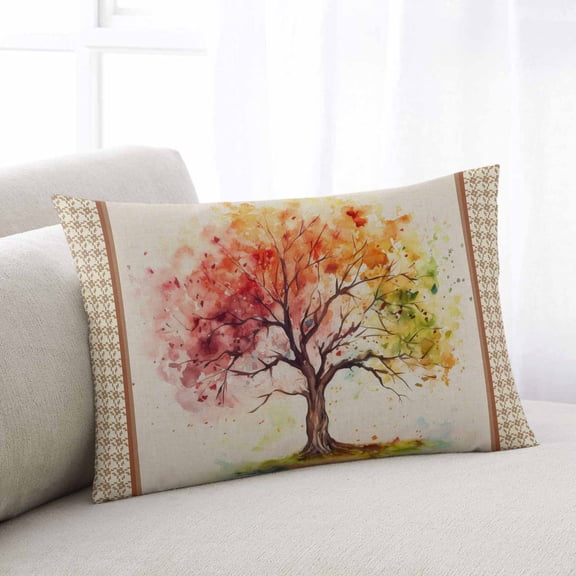 Watercolor Tree Throw Pillow Cover,Modern Abstract Aesthetic Painting Rectangle Decorative Pillow Case Protector Soft Cushion Cover Lumbar Pillowcase for Couch Sofa Bedroom Car Chair Decor 24x36 Inch