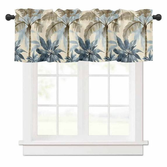Watercolor Tree Valances for Windows Palm Trees Rod Pocket Curtain Valance Window Treatment Short Curtains for Kitchen Living Room, 58"x16"