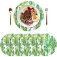 thumbnail image 1 of Watercolor Tropical Banana Leaf Round Place Mats Set of 6, Heat Stain Insulation Table Mats Non-Slip Grid Woven Placemats 15.4 Inch for Kitchen Dining Table Holiday, 1 of 7