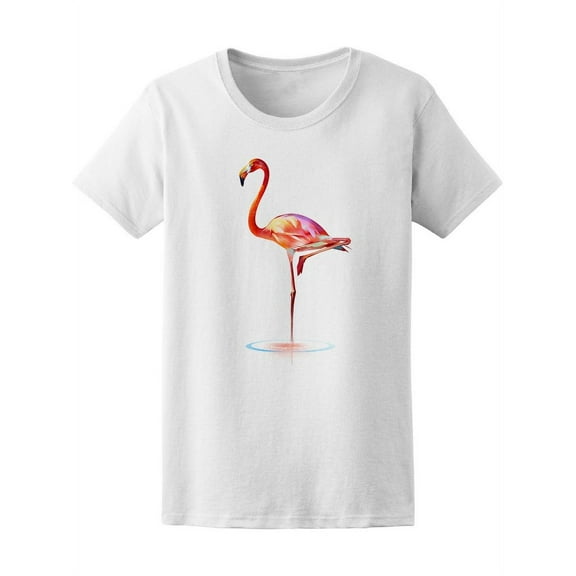 Watercolor Tropical Flamingo T-Shirt Women -Image by Shutterstock, Female Medium