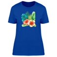thumbnail image 1 of Watercolor Tropical Leafs Flower T-Shirt Women -Image by Shutterstock, Female Small, 1 of 2