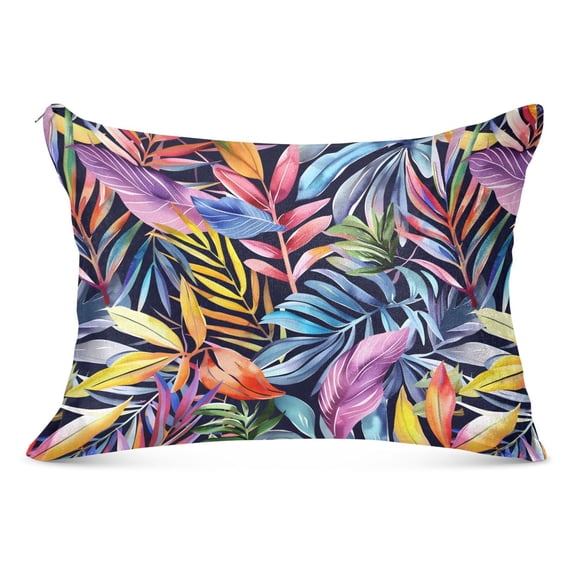 Watercolor Tropical Leaves Plush Pillow Cases Standard Size Ultra Soft Warm Pillowcases with Zipper 20"x26"