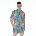 thumbnail image 1 of Watercolor Tropical Patchwork Short Sleeve Men'S Rompers, Aloha Hawaiian Tropical Floral Plants Summer Casual Summer Jumpsuits Outfit, 1 of 4