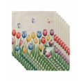 thumbnail image 1 of Watercolor Tulips Cloth Napkins Set of 8 Reusable Dinner Napkins, Spring Flowers Butterflies Leaves Beige Cocktail Napkin Washable Table Napkins for Wedding/Holiday Party/Baby Shower 20"x20", 1 of 7